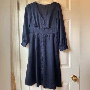 J. Crew Navy Long Sleeve Dress 6p 17” chest 49” length pockets
